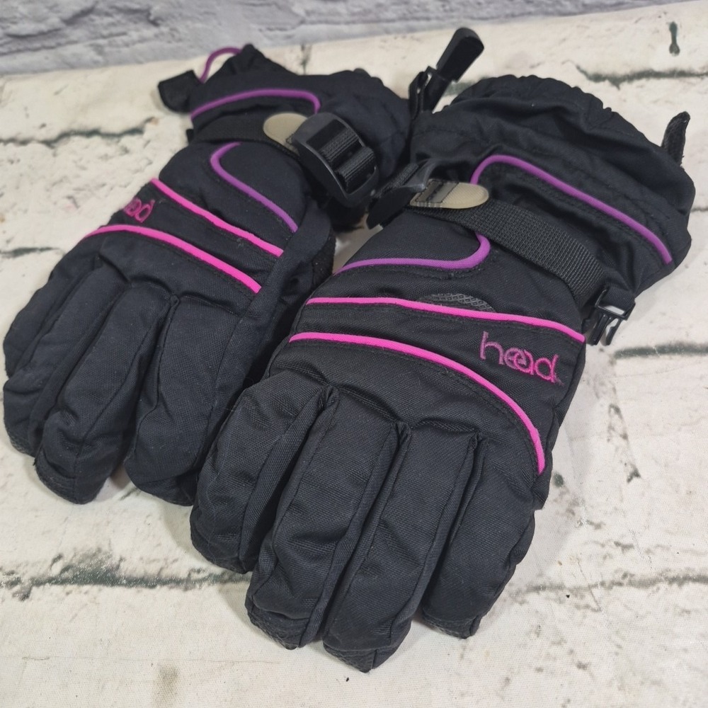 Head Girls Size M Gloves Black Pink Water Resistant Snow Ski Winter Sports